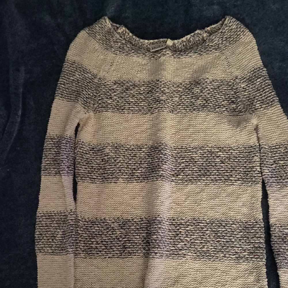 Striped Cream and Gray Sweater